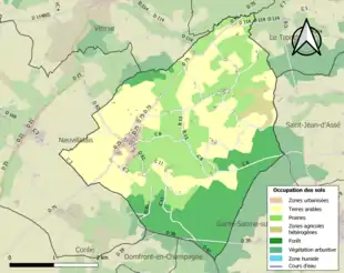 Carte en couleurs présentant l'occupation des sols.