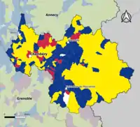 Candidat arrivé en tête au 1er&nbsp;tour par commune.  Emmanuel MacronMarine Le PenJean-Luc MélenchonDeux à égalité