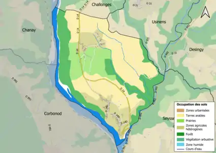 Carte en couleurs présentant l'occupation des sols.