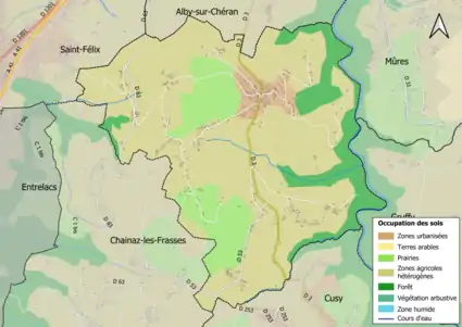 Carte en couleurs présentant l'occupation des sols.