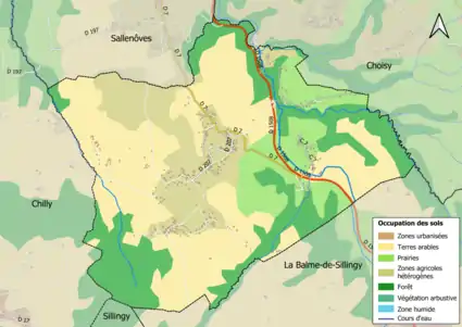Carte en couleurs présentant l'occupation des sols.