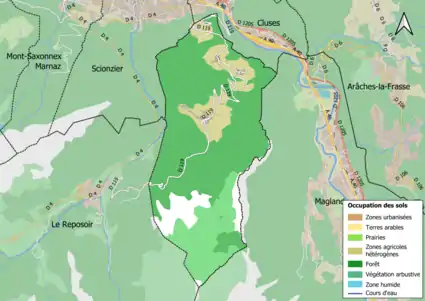 Carte en couleurs présentant l'occupation des sols.
