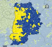 Candidat arrivé en tête au 2d&nbsp;tour par commune.  Emmanuel MacronMarine Le Pen