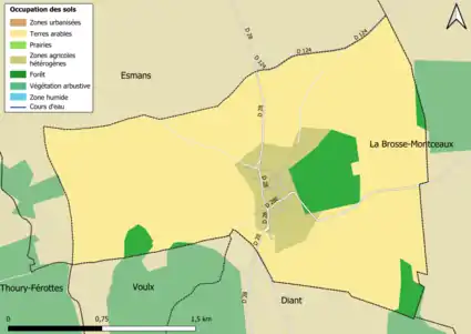 Carte des infrastructures et de l'occupation des sols en 2018 (CLC) de la commune.