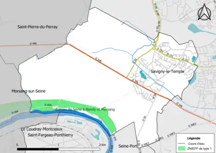Carte des ZNIEFF de type 1 de la commune.
