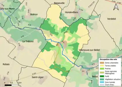 Carte des infrastructures et de l'occupation des sols en 2018 (CLC) de la commune.