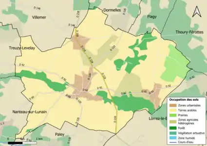 Carte des infrastructures et de l'occupation des sols en 2018 (CLC) de la commune.
