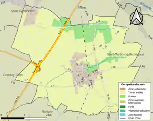 Carte en couleurs présentant l'occupation des sols.