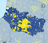 Candidat arrivé en tête au 2d&nbsp;tour par commune.  Emmanuel MacronMarine Le PenÉgalité
