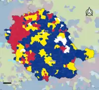 Candidat arrivé en tête au 1er&nbsp;tour par commune.  Emmanuel MacronMarine Le PenJean-Luc MélenchonDeux à égalité