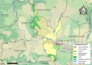 Carte en couleurs présentant l'occupation des sols.