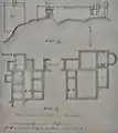 Plan de la villa romaine du Lodo (IIe ou IIIe&nbsp;siècle apr. J.-C.) en Arradon dessiné par le Chevalier de Fréminville en 1837.