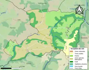Carte en couleurs présentant l'occupation des sols.