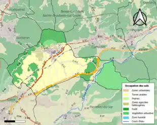 Carte en couleurs présentant l'occupation des sols.