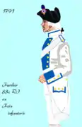Uniforme du 83e régiment d'infanterie ci-devant Foix de 1791 à 1792