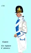 Uniforme du 83e régiment d'infanterie ci-devant Foix de 1792 à 1796