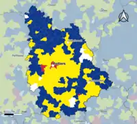 Candidat arrivé en tête au 1er&nbsp;tour par commune.  Emmanuel MacronMarine Le PenJean-Luc MélenchonDeux à égalité
