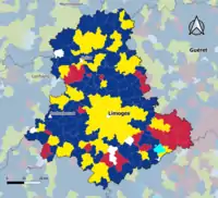 Candidat arrivé en tête au 1er&nbsp;tour par commune.  Emmanuel MacronMarine Le PenJean-Luc MélenchonJean LasalleFabien RousselDeux à égalité