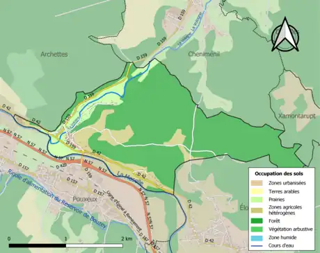 Carte en couleurs présentant l'occupation des sols.
