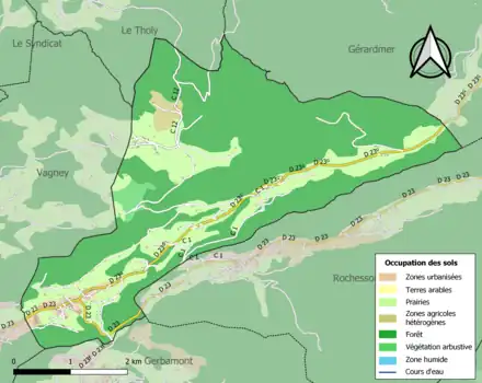 Carte en couleurs présentant l'occupation des sols.