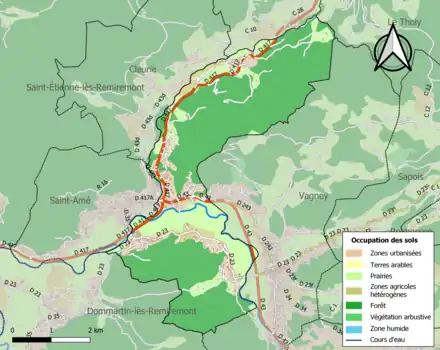 Carte en couleurs présentant l'occupation des sols.