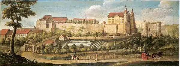 Château de Montbéliard des comtes de Montbéliard puis ducs de Wurtemberg du comté de Montbéliard puis principauté de Montbéliard au XVIIIe&nbsp;siècle (Musée Beurnier).