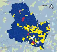 Candidat arrivé en tête au 1er&nbsp;tour par commune.  Emmanuel MacronMarine Le PenJean-Luc MélenchonDeux à égalité
