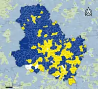Candidat arrivé en tête au 2d&nbsp;tour par commune.  Emmanuel MacronMarine Le PenÉgalité