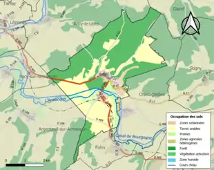 Carte en couleurs présentant l'occupation des sols.
