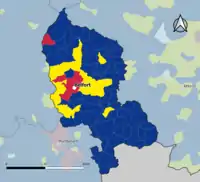 Candidat arrivé en tête au 1er&nbsp;tour par commune.  Emmanuel MacronMarine Le PenJean-Luc MélenchonDeux à égalité