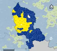 Candidat arrivé en tête au 2d&nbsp;tour par commune.  Emmanuel MacronMarine Le PenÉgalité