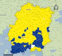 Candidat arrivé en tête au 2d&nbsp;tour par commune.  Emmanuel MacronMarine Le PenÉgalité