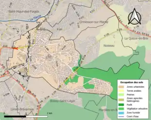 Carte en couleurs présentant l'occupation des sols.