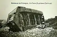 A7V no 542 Elfriede capturé par les troupes françaises le 24 avril 1918 à Villers-Bretonneux.