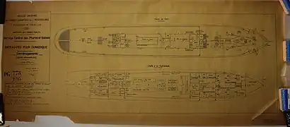 Plan des emménagements du bateau-feu Le Havre