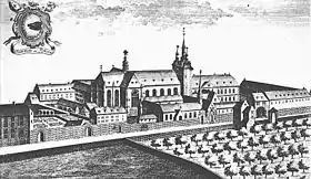 L'abbaye Saint-Laurent au XVIIIe&nbsp;siècle(gravure de Saumery)