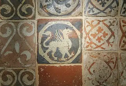 Abbaye de Saint-Pierre-sur-Dives. Carreau XIIe&nbsp;siècle