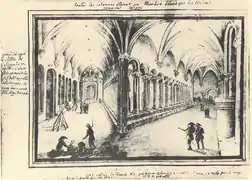 Cloître de l'abbaye à la fin du XVIIIe&nbsp;siècle
