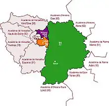 Carte de l'académie de Créteil