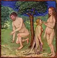 Adam et Eve, enluminure du XVe siècle