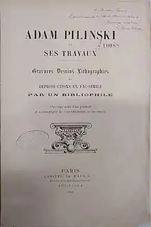 Dédicace de Stanislas Piliński, fils d'Adam, à Édouard Vimont