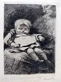 Enfant qui dort, 1876 (Eau-forte ; Inv. Delchevalerie no&nbsp;28 ; 14,5&nbsp;×&nbsp;10,5&nbsp;cm), Collection privée