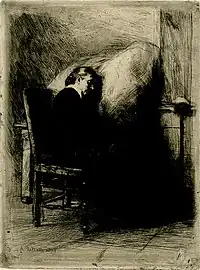 L'indisposée, 1879 (Eau-forte ; Inv. Delchevalerie no&nbsp;102 ; 17,9&nbsp;×&nbsp;13,5&nbsp;cm), Londres, British Museum