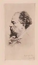 Portrait de M. Prosper Drion, 1877 (Eau-forte ; Inv. Delchevalerie no&nbsp;75 ; 11&nbsp;×&nbsp;21&nbsp;cm)