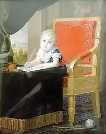 Portrait du roi de Rome (Napoléon II) enfant, écrivant à son père (Napoléon Ier) (vers 1812-1814), localisation inconnue.