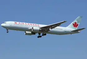 Un Boeing 767-300ER de Air Canada en approche finale.