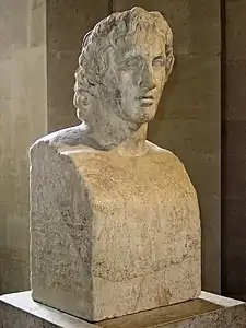 Buste d'Alexandre le Grand, Louvre. La tête appartenait à un corps, disparu.