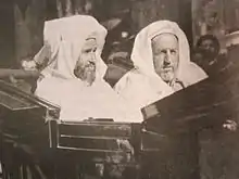 Le vizir Mohammed Ben Abdelhadi Zniber II (à droite) en compagnie de l'ambassadeur Ahmed Ben Mouaz à Madrid en 1909.