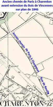 Ancien chemin de Paris à Charenton en 1846