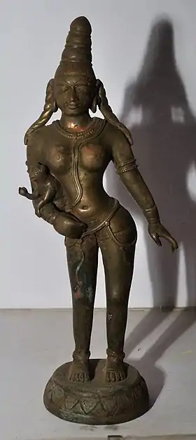 Anjanâ avec Hanuman enfant (Bronze - Période Pallava)